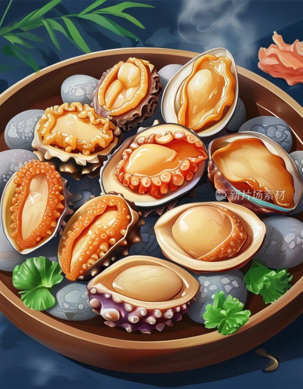 鲍鱼干美食插画