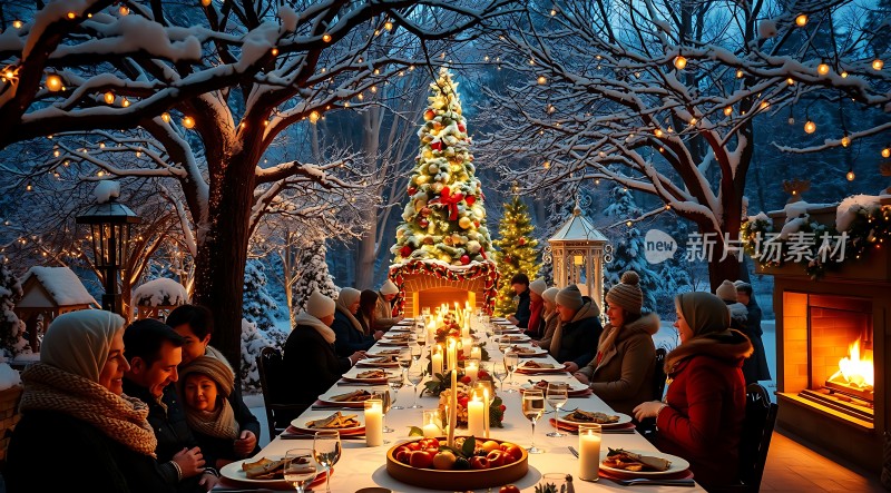 圣诞树下的温馨家庭聚会