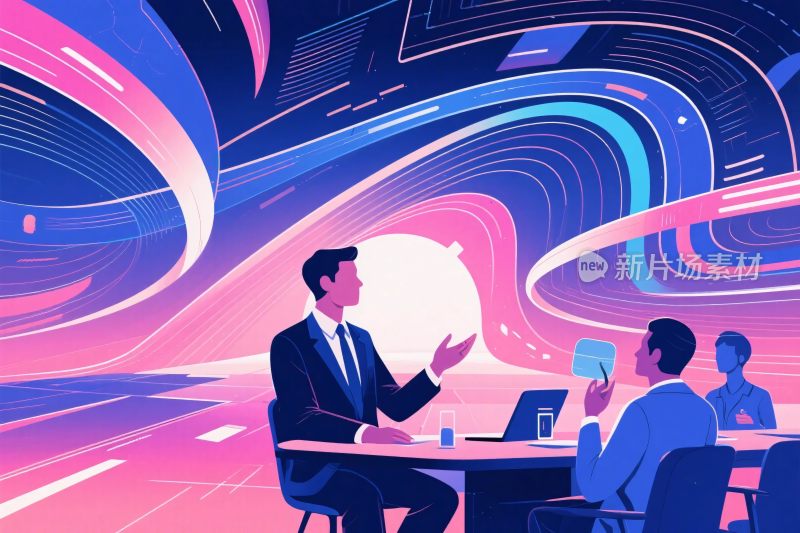 商务会议科技风插画