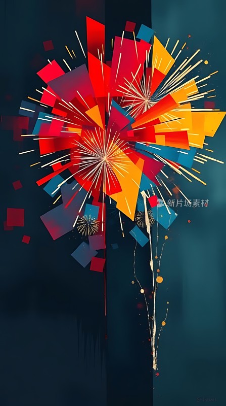 五彩斑斓的烟花绽放夜空