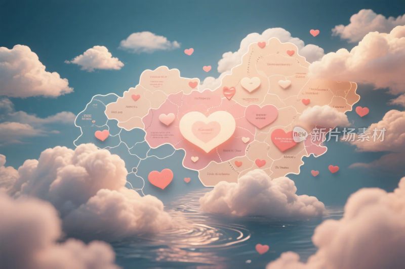 爱心梦幻云朵插画