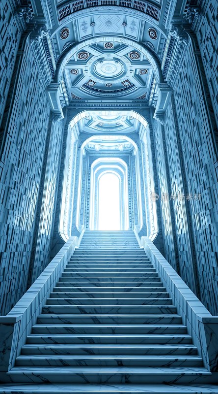 蓝色阶梯通向光明