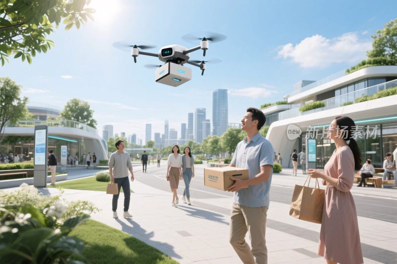 无人机配送场景效果图