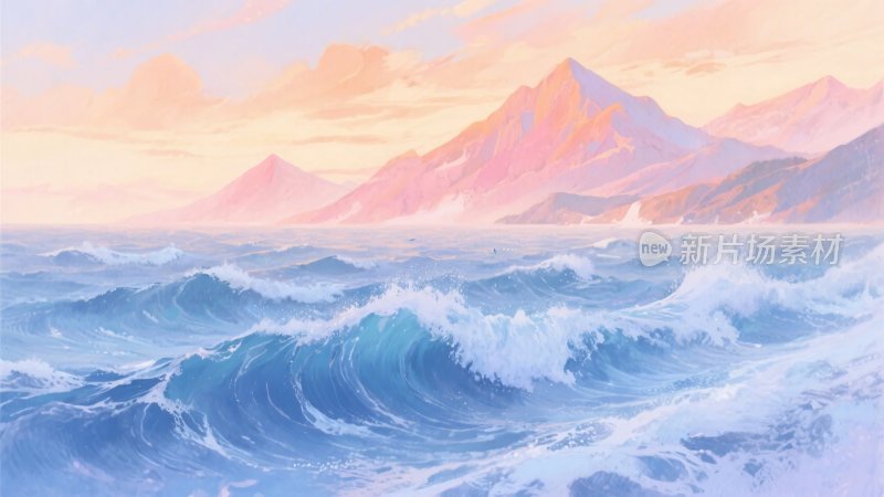 海边日出时的壮丽山海景观