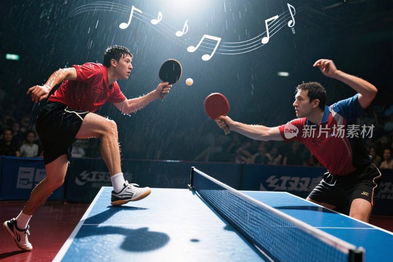 乒乓球竞技场景插画