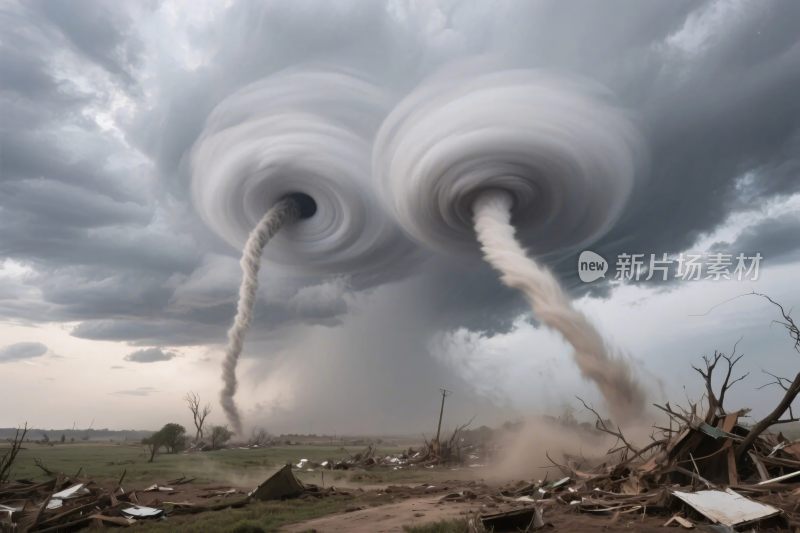 双龙卷风灾害场景