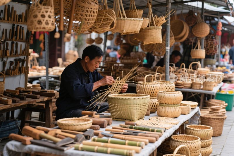 传统手工艺品摊位