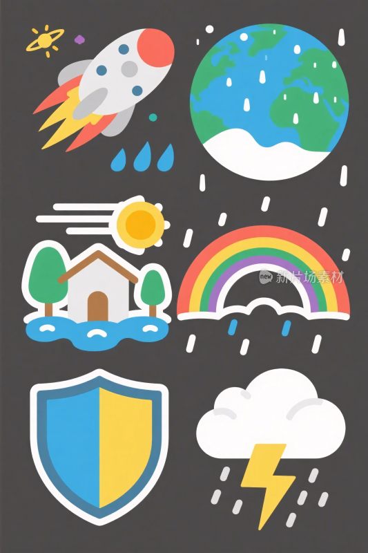彩色天气元素插画