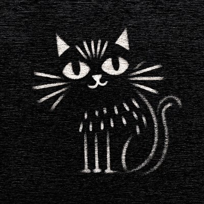 简约黑白猫咪插画图案 简约黑白猫咪插画图案