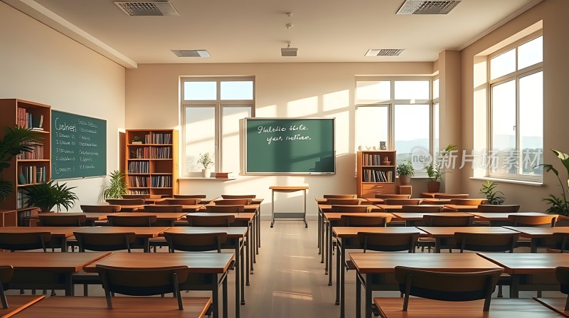 阳光洒满教室绿意盎然的学习空间