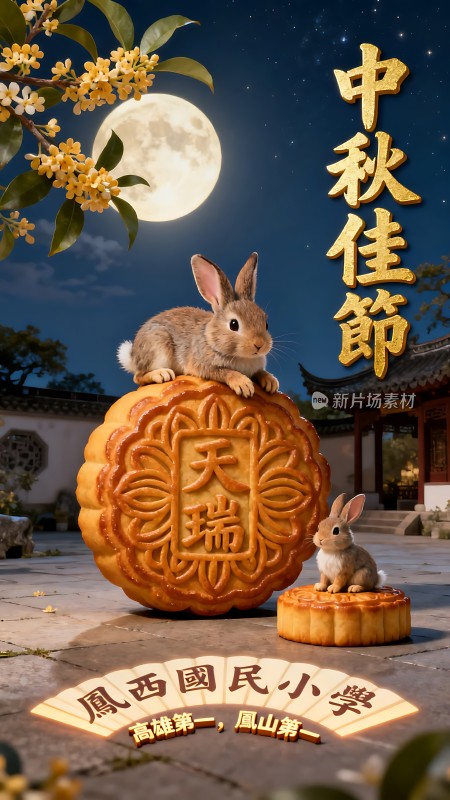 中秋佳节玉兔相伴月饼飘香