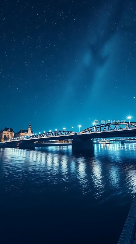 夜幕下的星河与桥梁