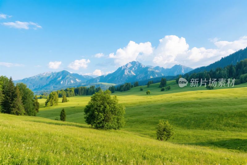 美丽的草原与远山风景