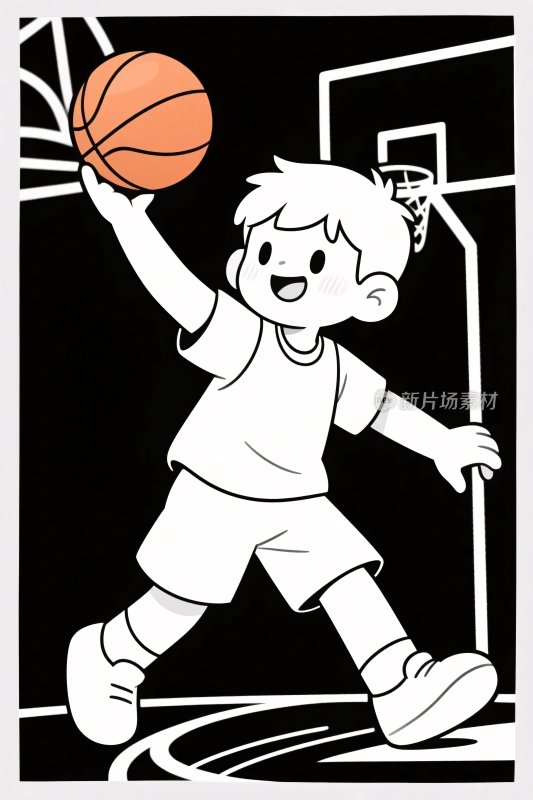 篮球运动儿童插画