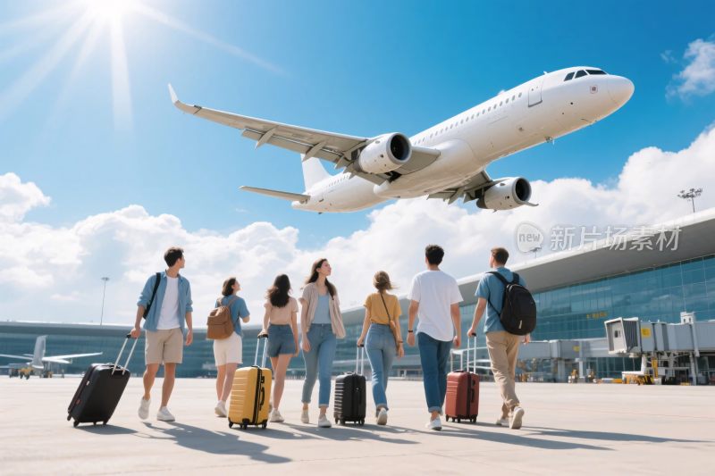 机场众人准备开启旅程