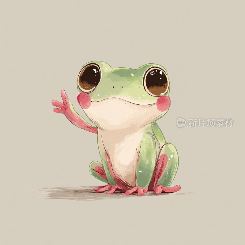 可爱招手青蛙插画