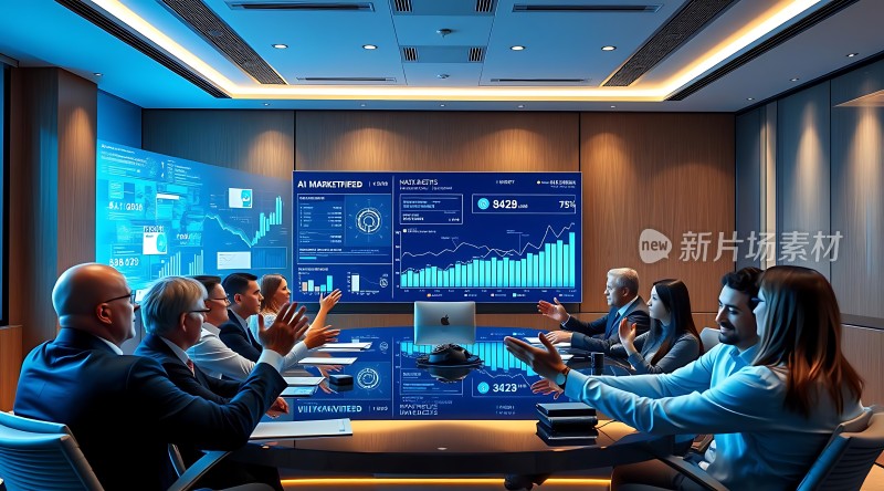 智能会议室里的商务会议
