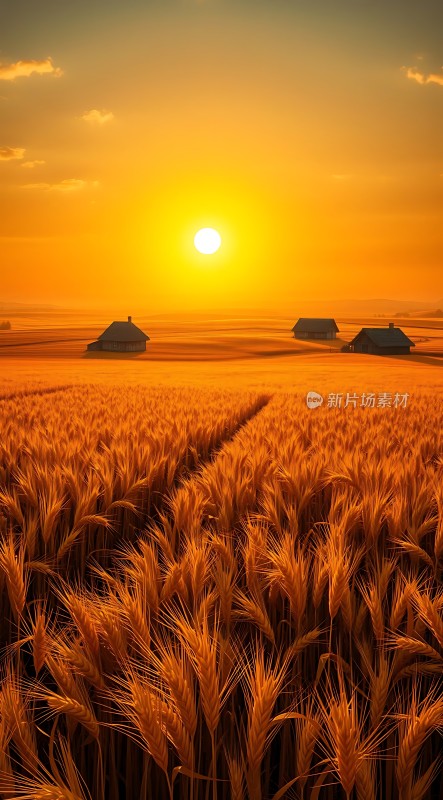 金色麦田日落时分