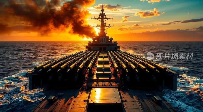 日落下的导弹驱逐舰
