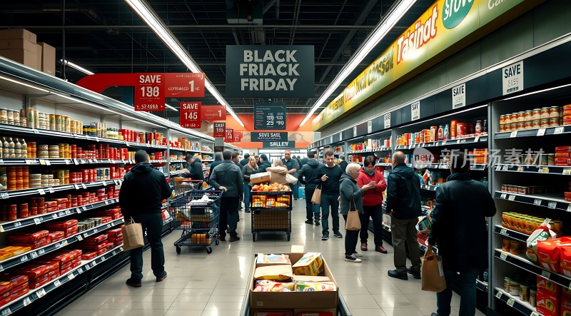 黑色星期五大促超市购物热潮