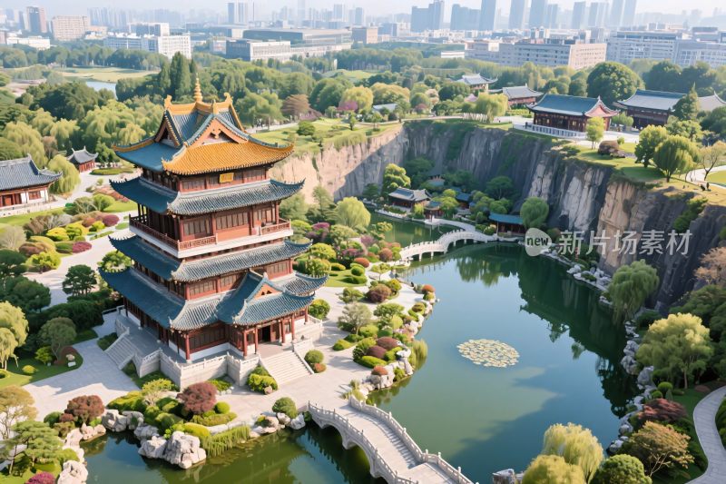 中式古建山水园林景观