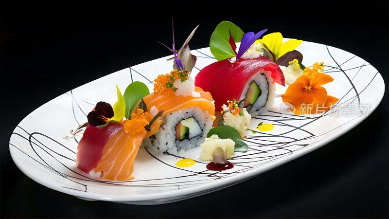 日式寿司大餐色彩缤纷美味诱人！