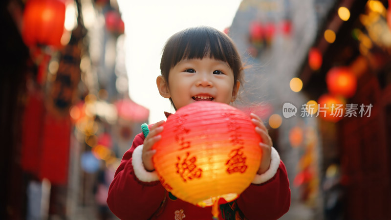 红灯笼映衬的节日喜悦新年灯笼