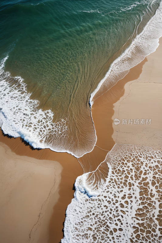 沿着靠近水面的海滩散步高清风景图片