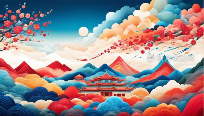 中国画山水画背景