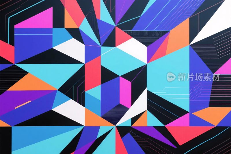 多彩几何抽象插画