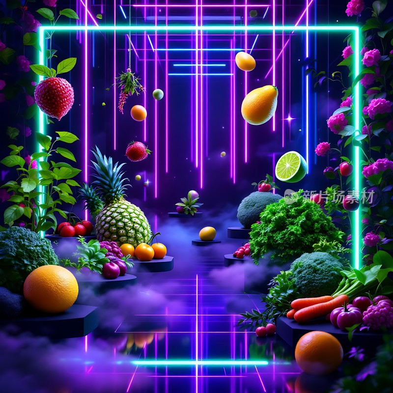 霓虹果蔬幻境