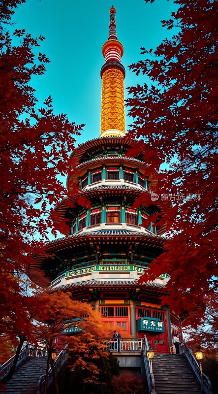 东方明珠塔秋日美景