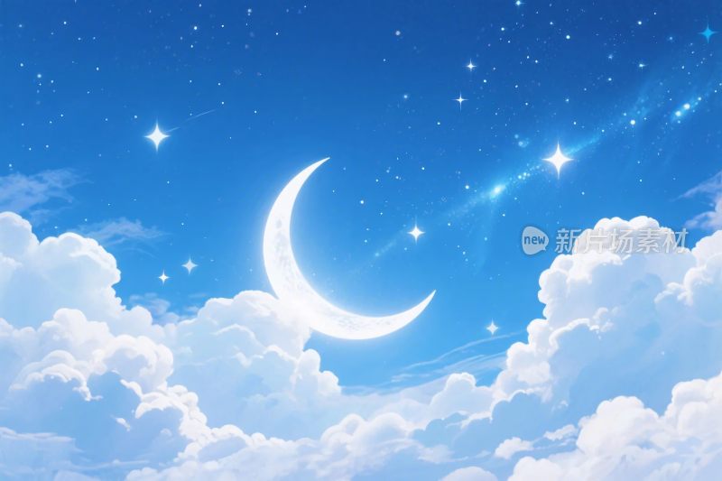 梦幻夜空月亮云朵