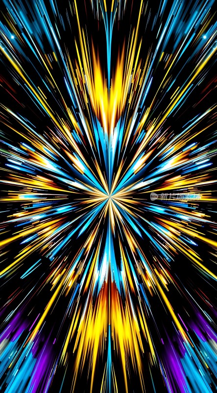 五彩斑斓的光芒汇聚成星爆