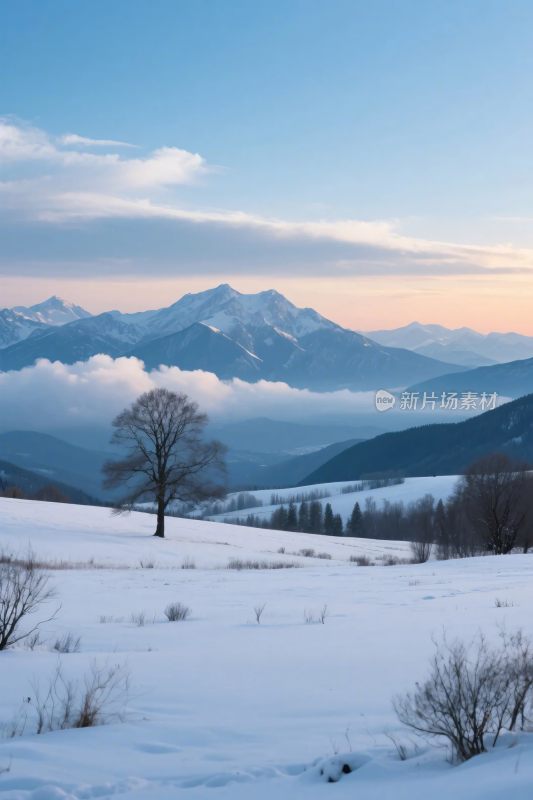 冬日雪山雪景风光