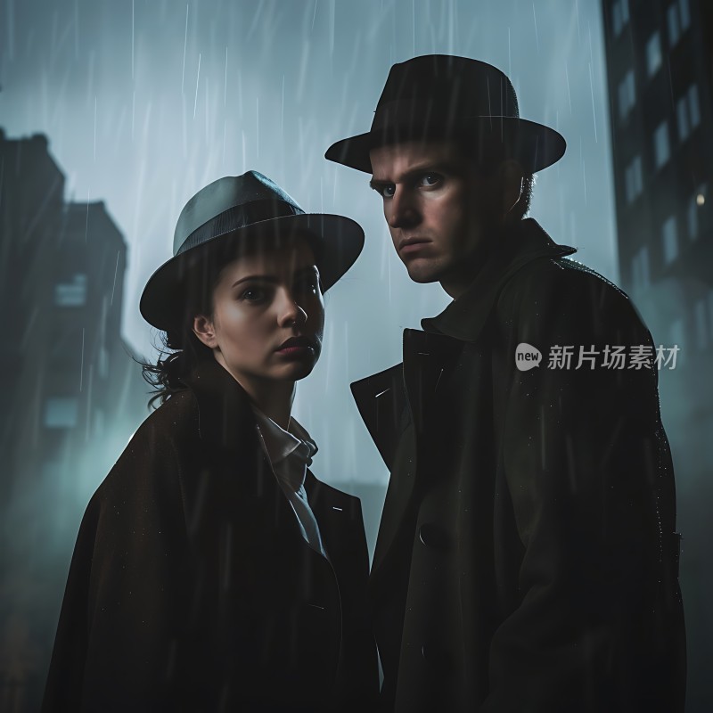 雨夜探秘城市中的神秘身影