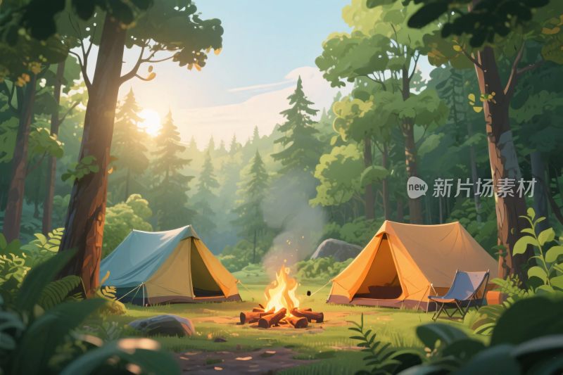 森林中的露营场景