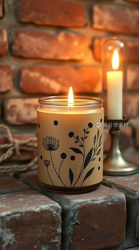 温馨烛光砖墙上的浪漫时光