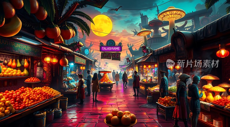 异域集市夜市繁华
