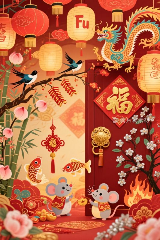 新春生肖装饰画