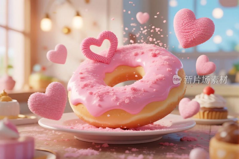 粉色甜甜圈爱心装饰