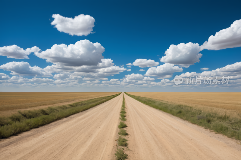 一排云的土路风光风景图片