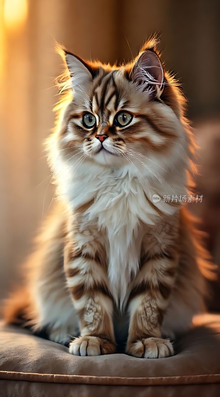 阳光下的毛茸茸小猫