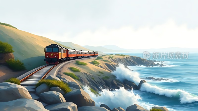 火车驶向大海