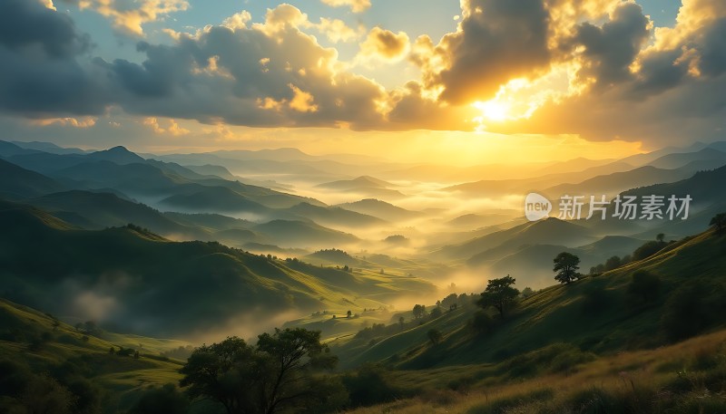 晨曦下的山谷风光