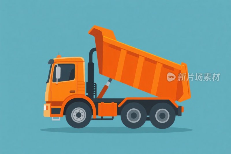 橙色自卸卡车插画