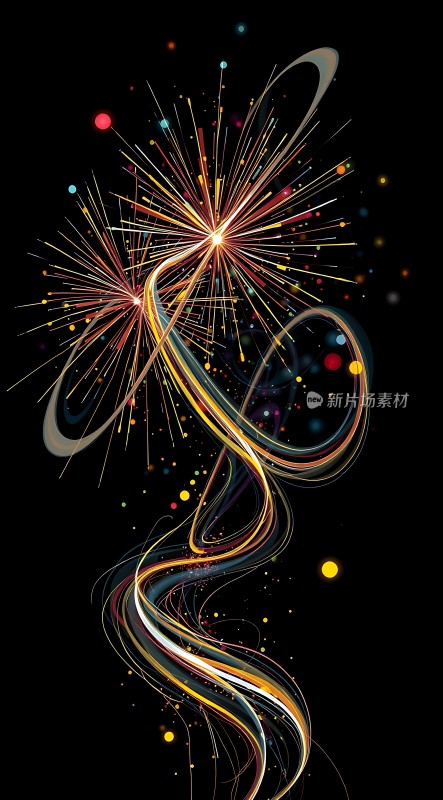 五彩烟花绽放夜空