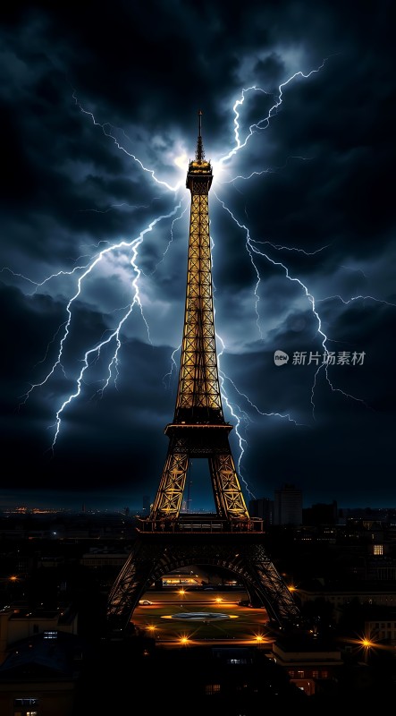 巴黎铁塔闪电之夜