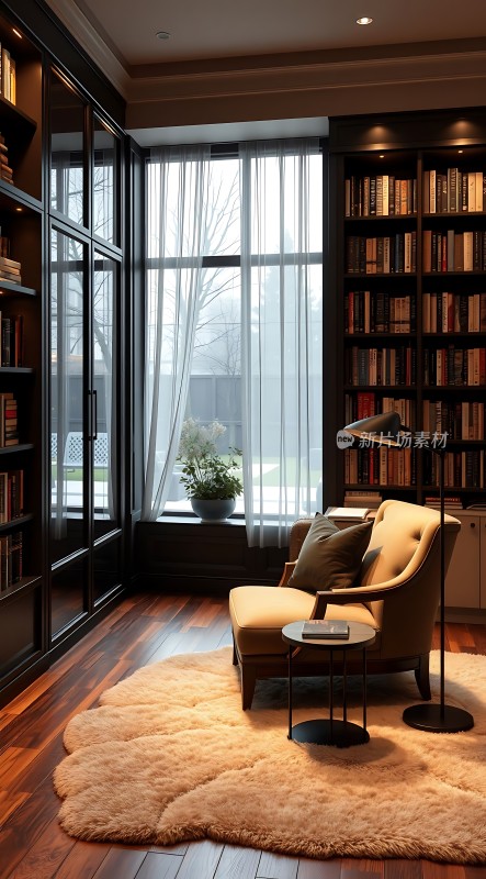 温馨书房一角舒适阅读时光