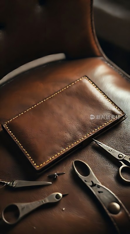 皮革钱包与工具的艺术组合